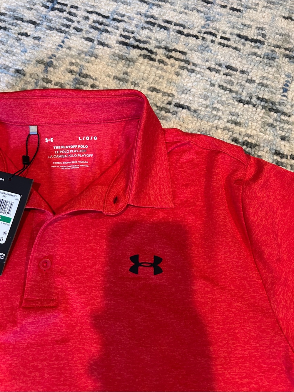 Under Armour Men’s Red Heather Polo Shirt sz L - Picture 4 of 5